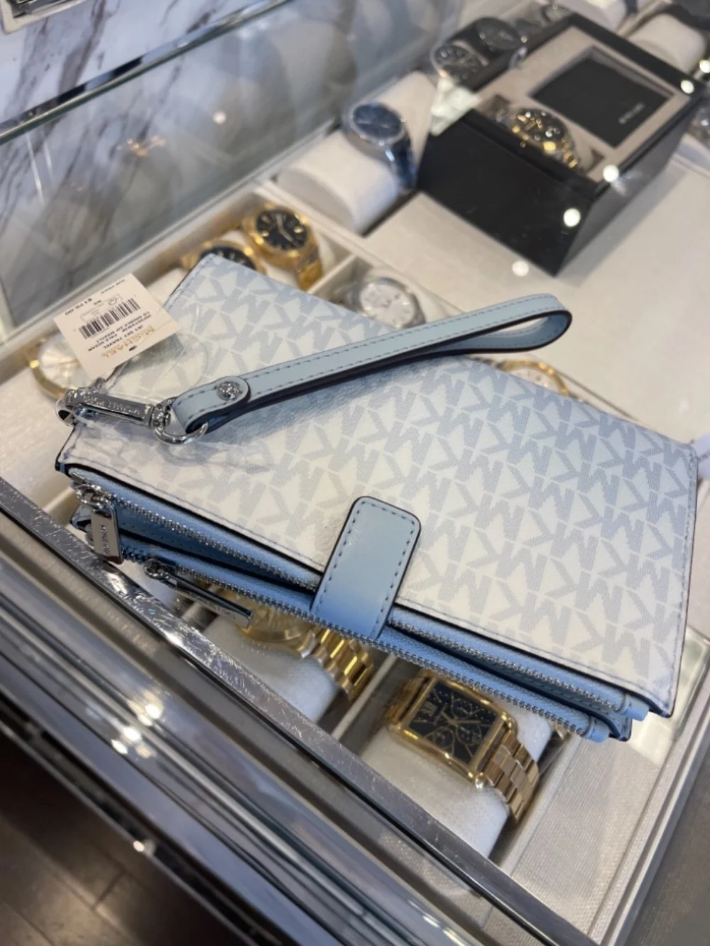 MICHAEL KORS Jet Set Large Double Zip Ombré Signature Logo Wristlet Wallet Phone
